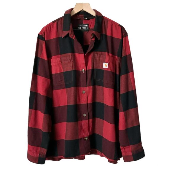 Carhartt Women's Rugged Flex Relaxed Fit Midweight Plaid Flannel Shirt Size XXL - Picture 1 of 4